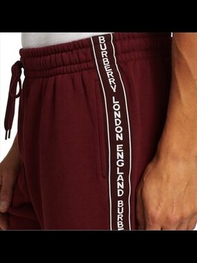 Burberry Burgundy Logo-Trim Shorts